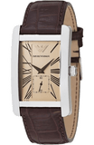 Emporio Armani Classic Beige Dial Brown Leather Strap Watch For Women - AR0155 Authentic Buy Shop Now