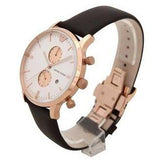 Emporio Armani Gianni Classic Chronograph White Dial Brown Leather Strap Watch For Men - AR0398 Authentic Buy Shop Now