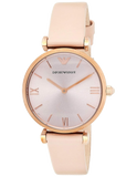 Emporio Armani Gianni T-Bar Quartz Rose Gold Dial Pink Leather Strap Watch For Women - AR11001 Authentic Buy Shop Now