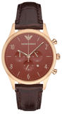 Emporio Armani Classic Chronograph Burgundy Dial Brown Leather Strap Watch For Men - AR1890 Authentic Buy Shop Now
