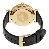 Emporio Armani Gianni T-Bar Quartz Mother of Pearl Dial Black Leather Strap Watch For Women - AR1910 Authentic Buy Shop Now