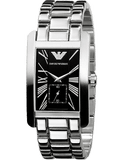 Emporio Armani Classic Black Dial Silver Stainless Steel Strap Watch For Men - AR0156 Authentic Buy Shop Now