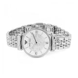 Emporio Armani Gianni T Bar White Crystal Pave Dial Silver Stainless Steel Strap Watch For Women - AR1925 Authentic Buy Shop Now