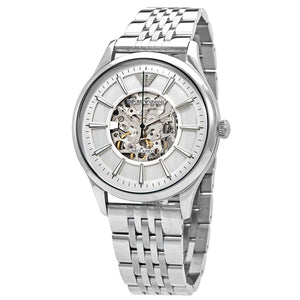 Emporio Armani Meccanico Skeleton Silver Dial Silver Steel Strap Watch For Men - AR1945 Authentic Buy Shop Now