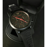 Emporio Armani Luigi Chronograph Black Dial Black Rubber Strap Watch For Men - AR11024 Authentic Buy Shop Now