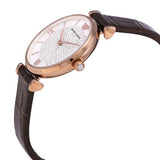Emporio Armani Gianni T-Bar Silver Dial Brown Leather Strap Watch For Women - AR11269 Authentic Buy Shop Now