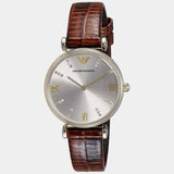 Emporio Armani Gianni T Bar Beige Dial Brown Leather Strap Watch For Women - AR1883 Authentic Buy Shop Now