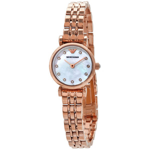 Emporio Armani Gianni T-Bar Mother of Pearl Dial Rose Gold Steel Strap Watch For Women - AR11203 Authentic Buy Shop Now