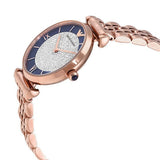 Emporio Armani Gianni T-Bar Quartz Crystals Black Dial Gold Steel Strap Watch For Women - AR11423 Authentic Buy Shop Now