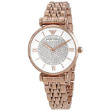 Emporio Armani T-Bar Gianni Crystal Pave Dial Rose Gold Steel Strap Watch For Women - AR11244 Authentic Buy Shop Now