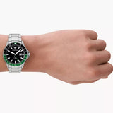 Emporio Armani Sea Explorer GMT Quartz Black Dial Silver Steel Strap Watch For Men - AR11589 Authentic Buy Shop Now