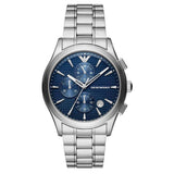 Emporio Armani Chronograph Blue Dial Silver Steel Strap Watch For Men - AR11528 Authentic Buy Shop Now