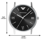 Emporio Armani Kappa Analog Quartz Black Dial Black Leather Strap Watch For Men - AR11013 Authentic Buy Shop Now