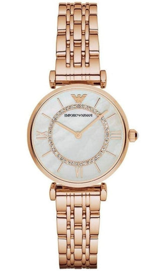 Emporio Armani T-Bar Gianni Crystal Pave Dial Rose Gold Steel Strap Watch For Women - AR11244 Authentic Buy Shop Now