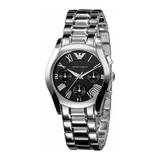 Emporio Armani Velente Chronograph Black Dial Silver Steel Strap Watch For Women - AR0674 Authentic Buy Shop Now