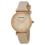 Emporio Armani Gianni T Bar Light Brown Dial White Leather Strap Watch For Women - AR1769 Authentic Buy Shop Now