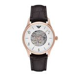 Emporio Armani Meccanico White Dial Brown Leather Strap Watch For Men - AR1920 Authentic Buy Shop Now