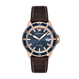 Emporio Armani Pro Planet Three Hand Date Blue Dial Brown Leather Strap Watch For Men - AR11556 Authentic Buy Shop Now