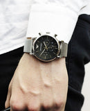 Emporio Armani Luigi Chronograph Black Dial Silver Mesh Bracelet Watch For Men - AR1811 Authentic Buy Shop Now