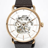Emporio Armani Meccanico Automatic White Dial Brown Leather Strap Watch For Men - AR60027 Authentic Buy Shop Now