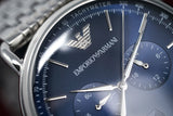 Emporio Armani Aviator Chronograph Blue Dial Silver Steel Strap Watch For Men - AR11238 Authentic Buy Shop Now