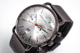 Emporio Armani Aviator Chronograph Grey Dial Brown Mesh Bracelet Watch For Men - AR11169 Authentic Buy Shop Now