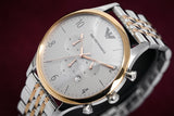 Emporio Armani Beta Chronograph Grey Dial Two Tone Steel Strap Watch For Men - AR1864 Authentic Buy Shop Now