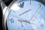 Emporio Armani Chronograph Blue Dial Blue Leather Strap Watch For Men - AR1889 Authentic Buy Shop Now
