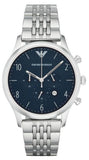 Emporio Armani Chronograph Blue Dial Silver Steel Strap Watch For Men - AR1942 Authentic Buy Shop Now