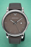 Emporio Armani Classic Quartz Grey Dial Grey Leather Strap Watch For Men - AR1730 Authentic Buy Shop Now