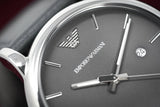 Emporio Armani Classic Quartz Grey Dial Grey Leather Strap Watch For Men - AR1730 Authentic Buy Shop Now