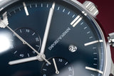 Emporio Armani Gianni Chronograph Blue Dial Silver Steel Strap Watch For Men - AR80013 Authentic Buy Shop Now