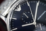Emporio Armani Gianni Chronograph Blue Dial Silver Steel Strap Watch For Men - AR1648 Authentic Buy Shop Now