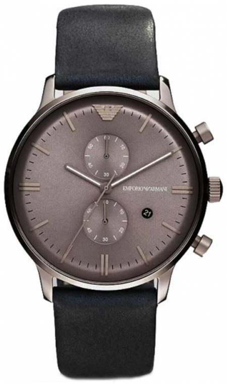 Emporio Armani Classic Grey Dial Grey Leather Strap Watch For Men - AR0388 Authentic Buy Shop Now
