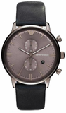 Emporio Armani Classic Grey Dial Grey Leather Strap Watch For Men - AR0388 Authentic Buy Shop Now