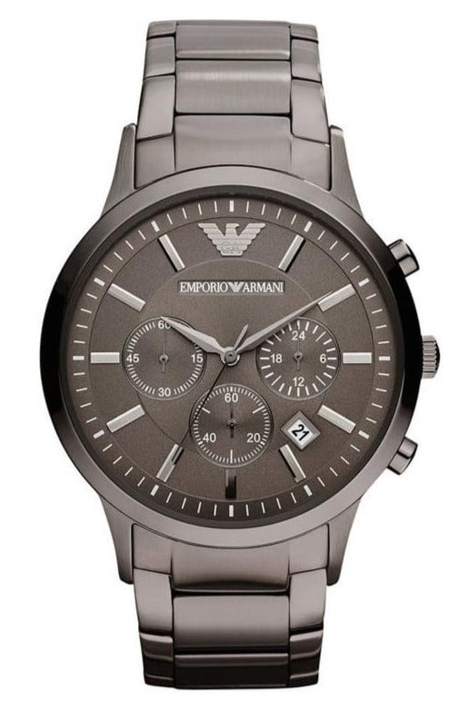 Emporio Armani Classic Chronograph Grey Dial Grey Steel Strap Watch For Men - AR2454 Authentic Buy Shop Now