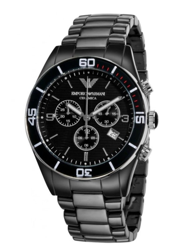 Emporio Armani Black Ceramic Chronograph Black Dial Watch For Men - AR1421 Authentic Buy Shop Now
