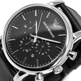 Emporio Armani Luigi Chronograph Black Dial Black Leather Watch For Men - AR1828 Authentic Buy Shop Now