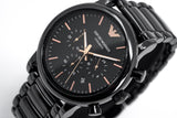 Emporio Armani Luigi Ceramic Chronograph Black Dial Black Strap Watch For Men - AR1509 Authentic Buy Shop Now