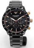 Emporio Armani Mario Ceramic Chronograph Black Dial Black Steel Strap Watch For Men - AR70002 Authentic Buy Shop Now