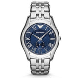 Emporio Armani Valente Chronograph Blue Dial Silver Steel Strap Watch For Men - AR1789 Authentic Buy Shop Now