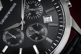 Emporio Armani Renato Chronograph Black Dial Black Leather Strap Watch For Men - AR2447 Authentic Buy Shop Now
