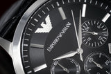 Emporio Armani Renato Chronograph Black Dial Black Leather Strap Watch For Men - AR2447 Authentic Buy Shop Now