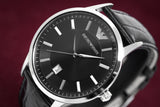 Emporio Armani Renato Black Dial Leather Strap Watch For Men - AR2411 Authentic Buy Shop Now