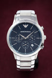 Emporio Armani Renato Chronograph Blue Dial Silver Steel Strap Watch For Men - AR2486 Authentic Buy Shop Now