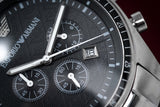 Emporio Armani Sportivo Chronograph Black Dial Silver Stainless Steel Watch For Men - AR0585 Authentic Buy Shop Now