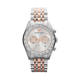 Emporio Armani Sportivo Chronograph Silver Dial Two Tone Steel Strap Watch For Men - AR5999 Authentic Buy Shop Now