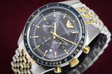 Emporio Armani Tazio Chronograph Blue Dial Two Tone Stainless Steel Watch For Men - AR6088 Authentic Buy Shop Now