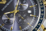 Emporio Armani Tazio Chronograph Blue Dial Two Tone Stainless Steel Watch For Men - AR6088 Authentic Buy Shop Now