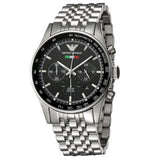 Emporio Armani Team Italia Chronograph Black Dial Silver Steel Strap Watch For Men - AR5983 Authentic Buy Shop Now